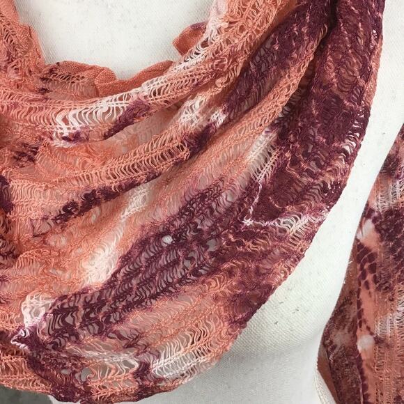 Collection 18 Women’s Rose Quartz Tie Dye Scarf Fringe Wrap 12x80 NWT - Picture 5 of 16